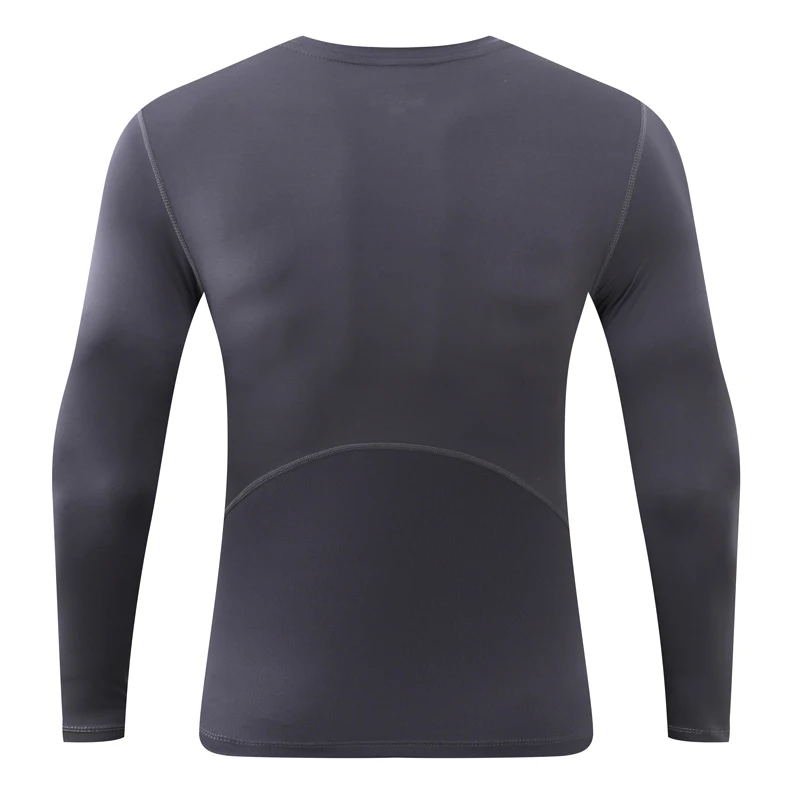 Brand Compression Shirt Men Fitness Running Long Sleeve  BodybuildingSportswear Tights Under Workout Solid Color Football Jersey