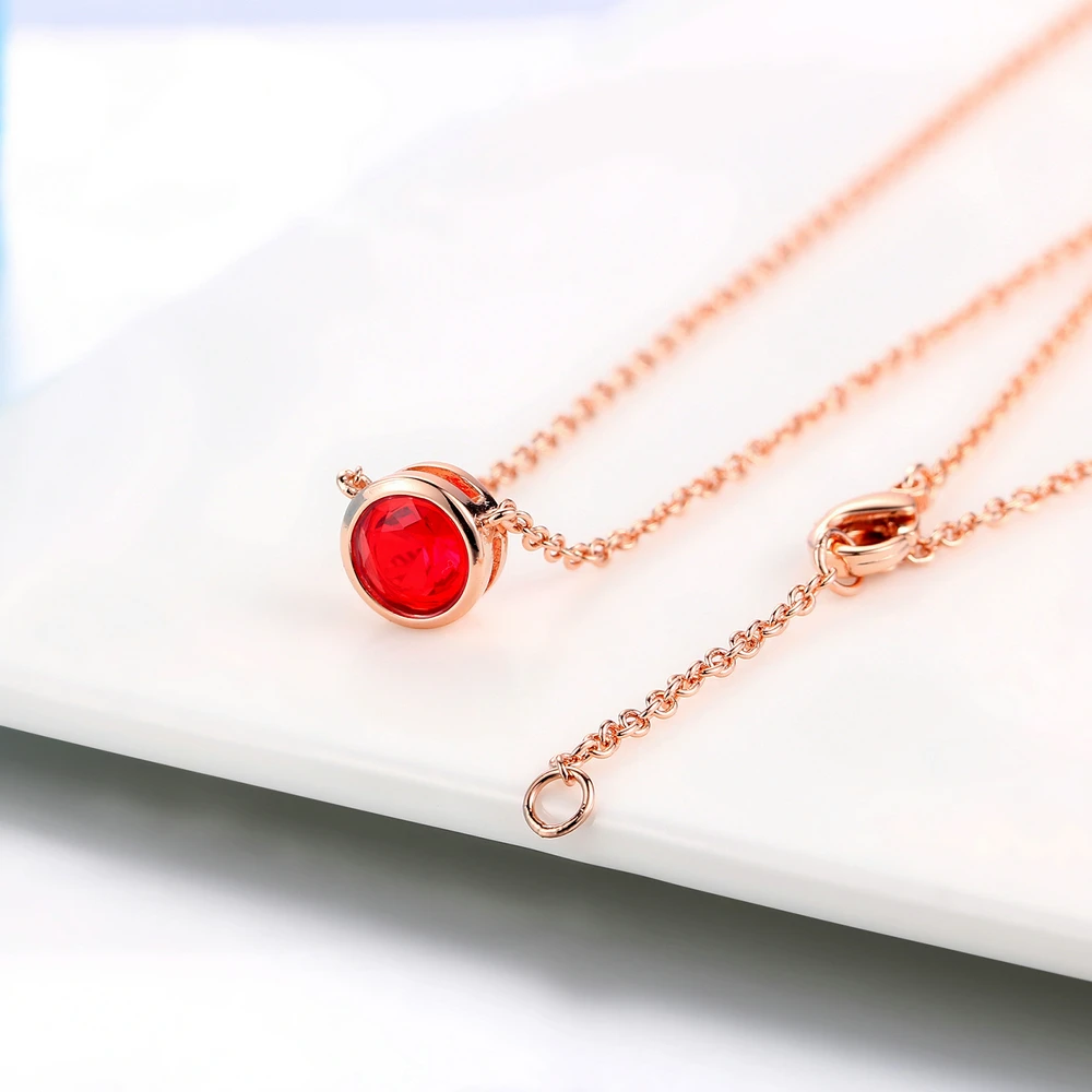 Classic Rose Gold Color Chain Necklaces For Women & Girls Beautiful Round Austrian Crystal Necklace DWN388