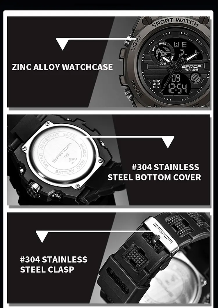 SANDA G Style Men Digital Watch Date Military Sports Watches Waterproof Electronic Wristwatch Mens Clock Orologio Da Uomo 739