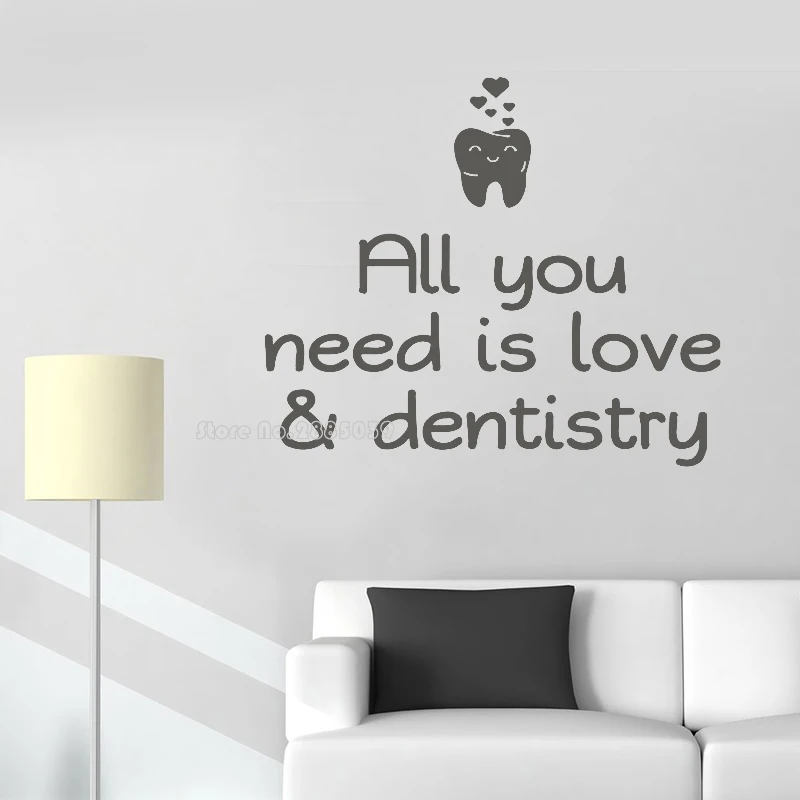 All you need is love Dentistry Wall Decals Dentist Office Stickers Dentist Clinic Vinyl Art Decoration Bite Braces Teeth LL169