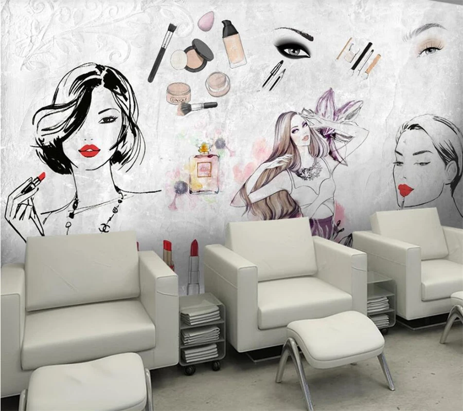 Custom wallpaper 3d photo mural European and American fashion watercolor beauty beauty cosmetics tooling background wall paper