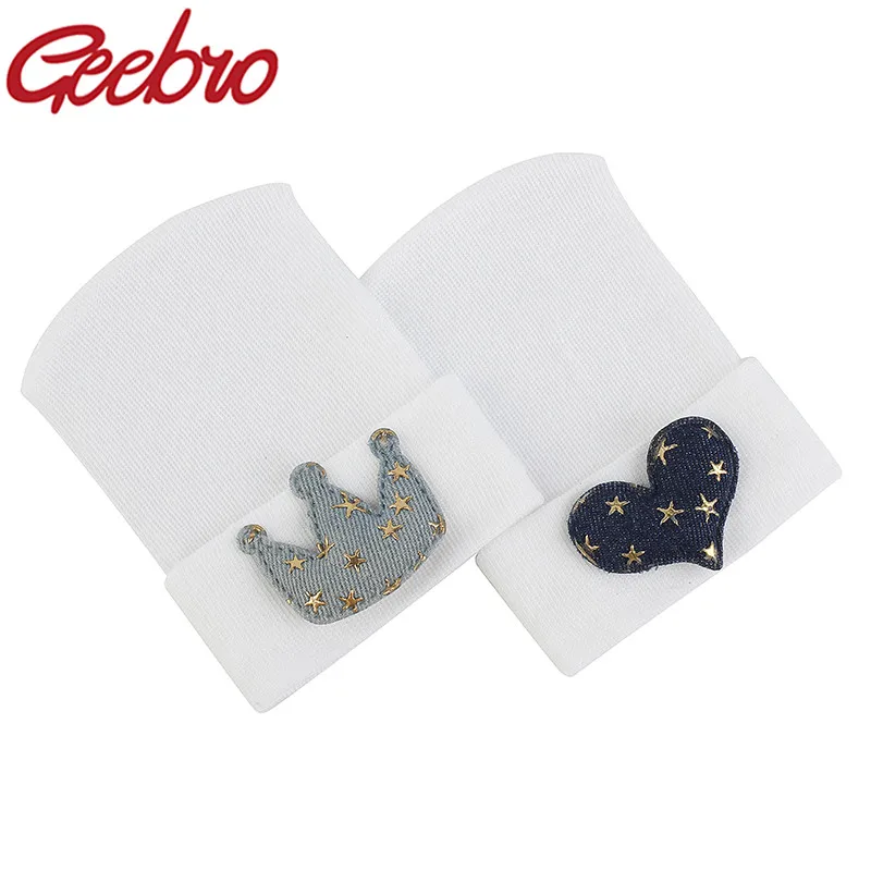 Geebro 0-3 Month Baby Beanies Children Boys Girls Soft Warm Breathable Elastic Fashion Caps With Crown Love Cotton Skullies Hats