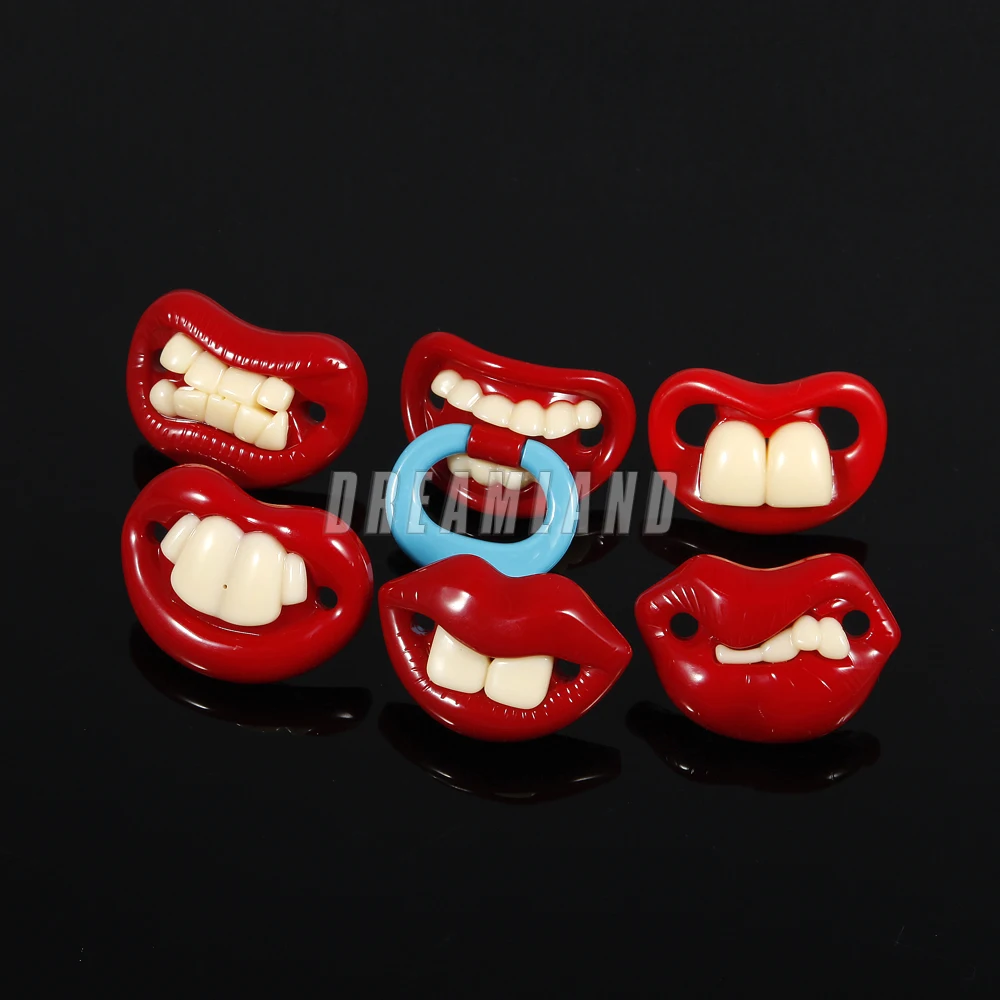 

Funny Black Brown Beard Red Mouth Shape Silicone Material For Baby Pacifier Kids Teeth