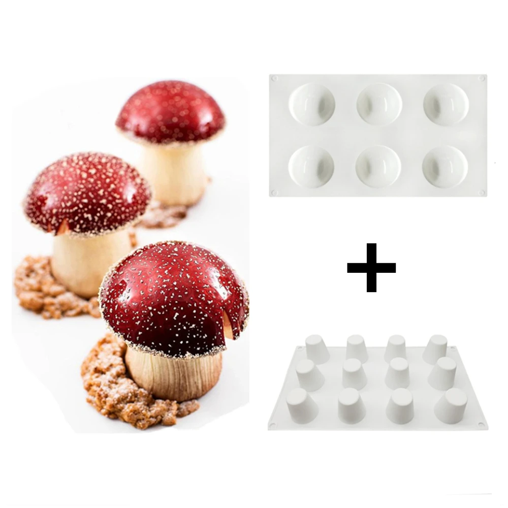 3D Mushroom Set Silicone Mousse Cake Mould Half Round Mold Cone Cakes Ice Cream Decorating Tools Party Pastry Kitchen Bakeware