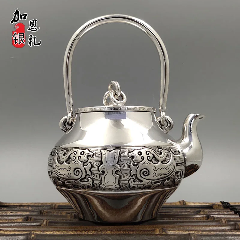 Teapot, stainless steel teapot, silver teapot, iron teapot, hot water teapot, teapot 750 ml water, kung fu tea set.