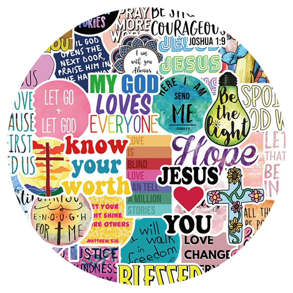 10/30/50PCS Jesus Christians Religion Sayings Stickers Skateboard Suitcase Freezer Graffiti Luggage Motorcycle DIY Cool Sticker