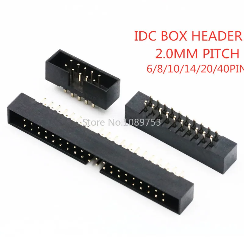 

10Pcs DC3 2.0mm Pitch Straight Pins Male IDC Connector 6P 8P 10P 12P 14P 16P 18P 20P 24P 26P 40P