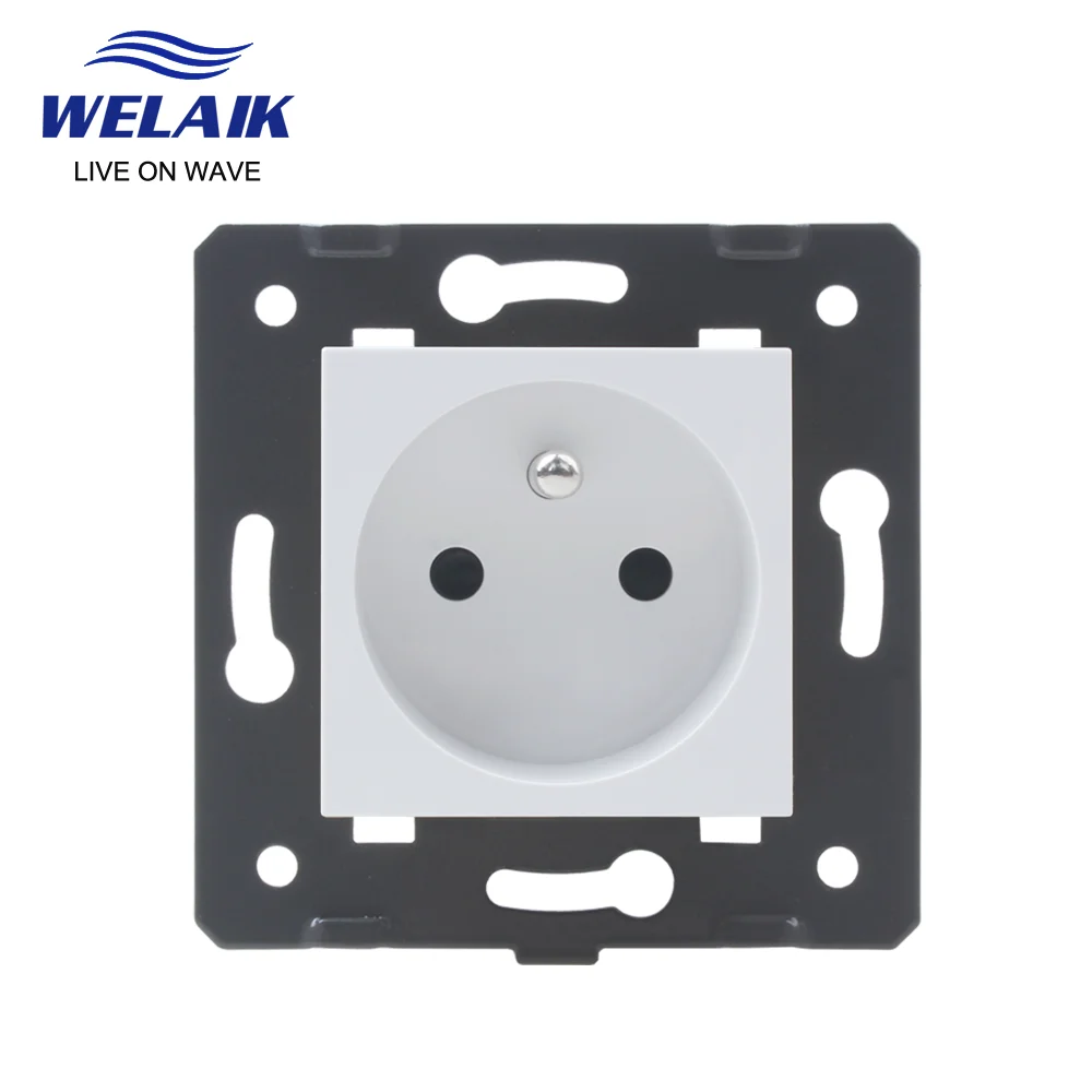 WELAIK France-Standard Power  Wall-Socket DIY Parts Without-Glass-Panel 45*45mm  220V 16A A8FW