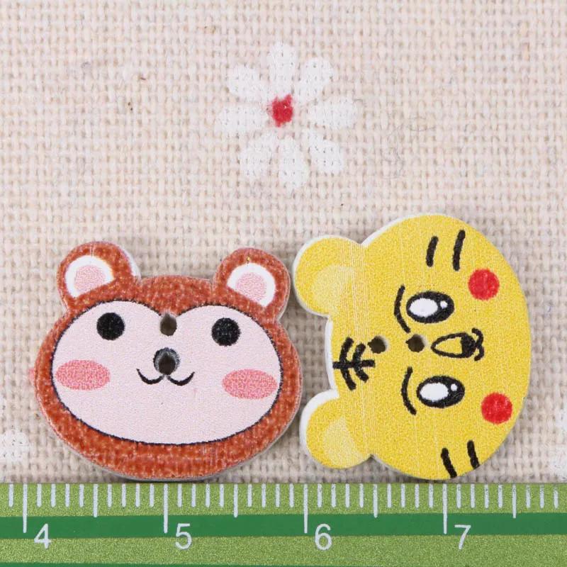 Button accessories for children\'s clothes Cartoon Animal  Wooden Buttons Botones Handmade Accessories Decoration  20mm 20pcs