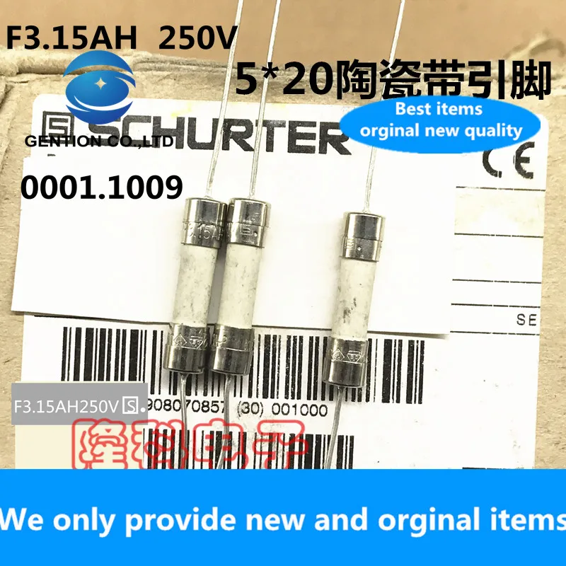 

10PCS 100% New original F3.15AH250V Swiss imported Shute 3.15A 250V ceramic fuse 5X20 straight plug 0001.1009