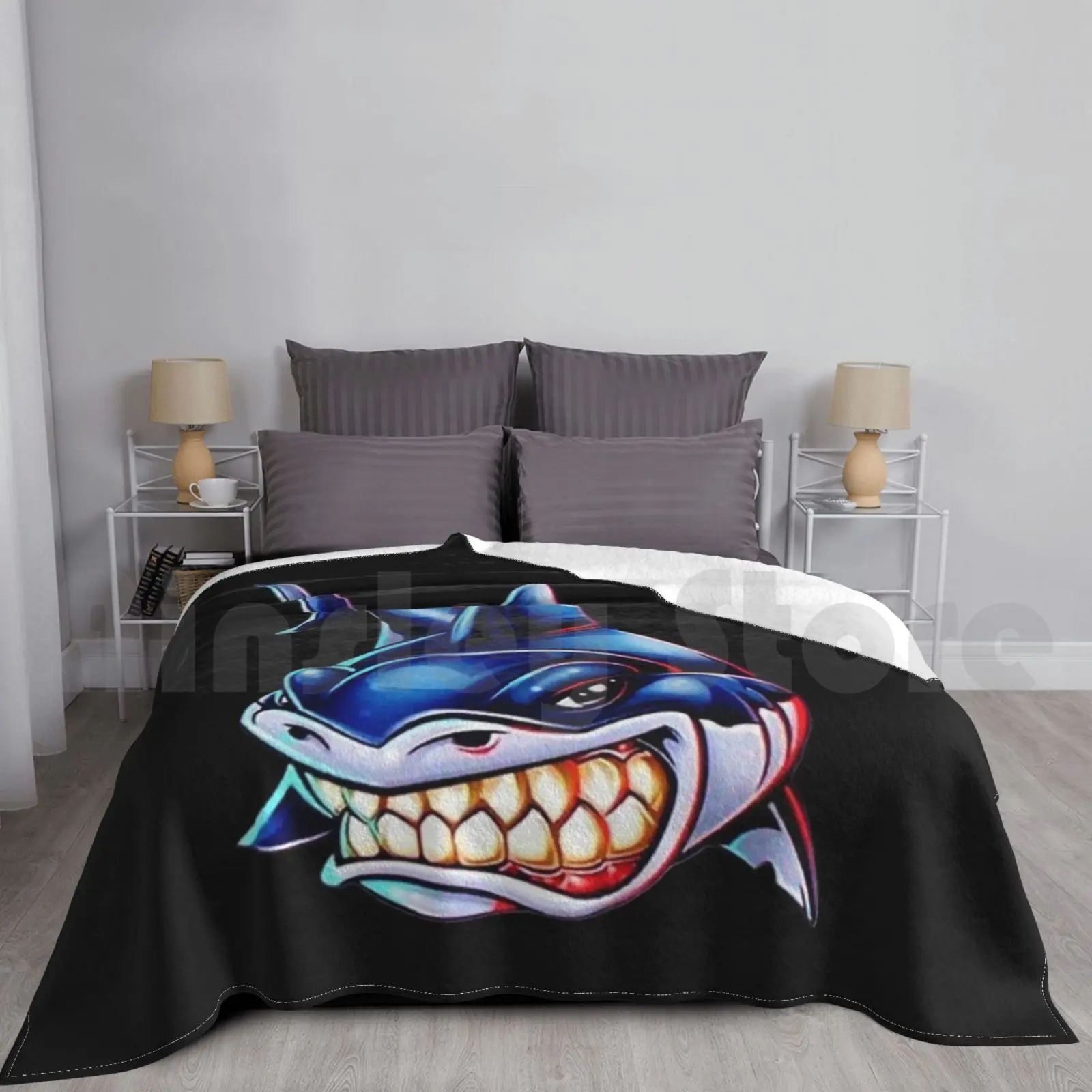 Shark Smiling Blanket For Sofa Bed Travel Music Fenomenom Jimmy Margaritaville Buffett Country Beach Sea Islan