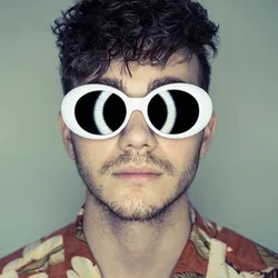 Fashion Retro Oval Sunglasses Man Round Vintage Sun Glasses Male Brand Designer Mirror Black White Lunette Soleil Homme
