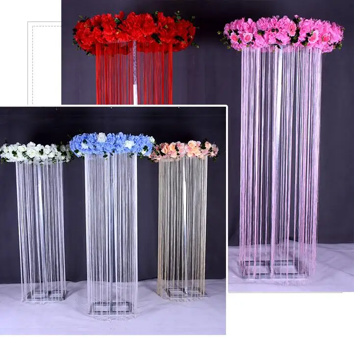 New wedding props iron ring background frame line curtain ceiling wedding decoration silk flower stage decoration