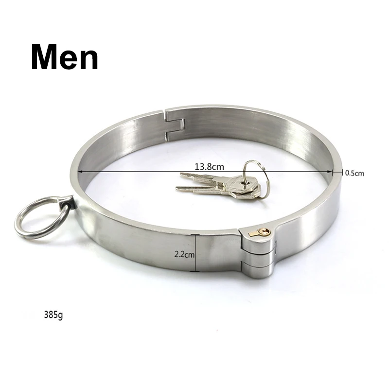 Thick Stainless Steel Collar Male Female Metal Neck Sleeve Lock Slave Dog BDSM Erotic Flirt Adult Game Couple Sex Toys Men Women