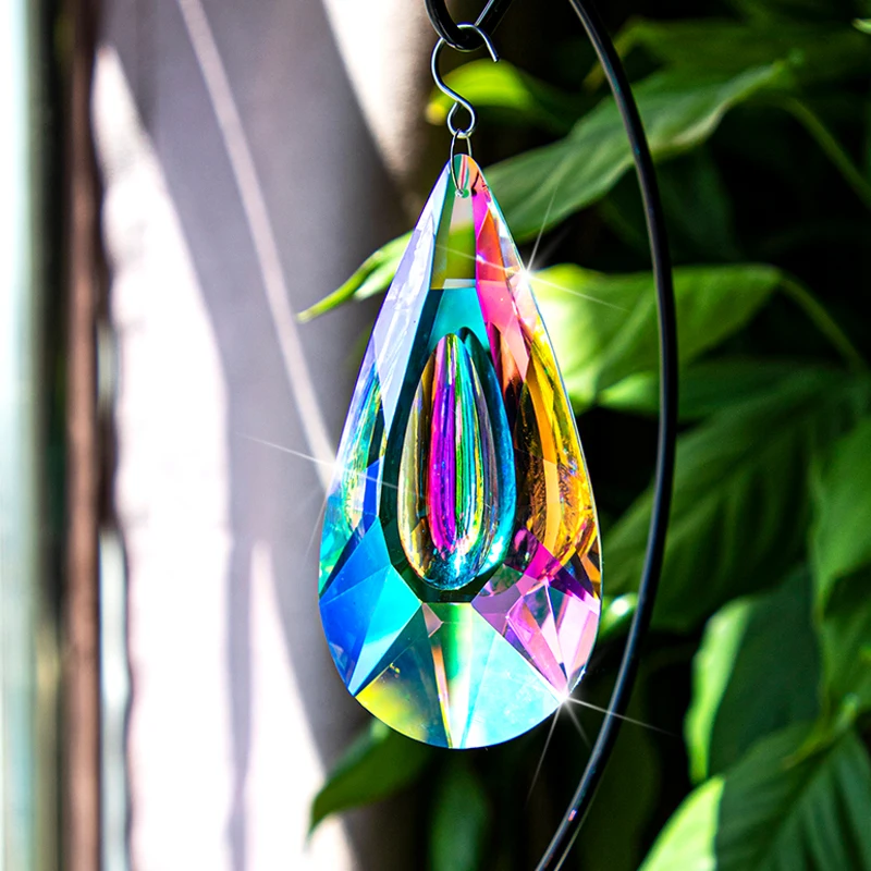 H&D 120mm AB-Color Hanging Crystals Prism Suncatcher for Windows Decoration Chandelier Parts DIY Home Wedding Decor Accessories
