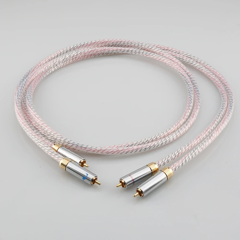 Wysokiej jakości para Nordost Valhalla 7N posrebrzany kabel audio RCA z pozłacanym złączem wtyczka RCA