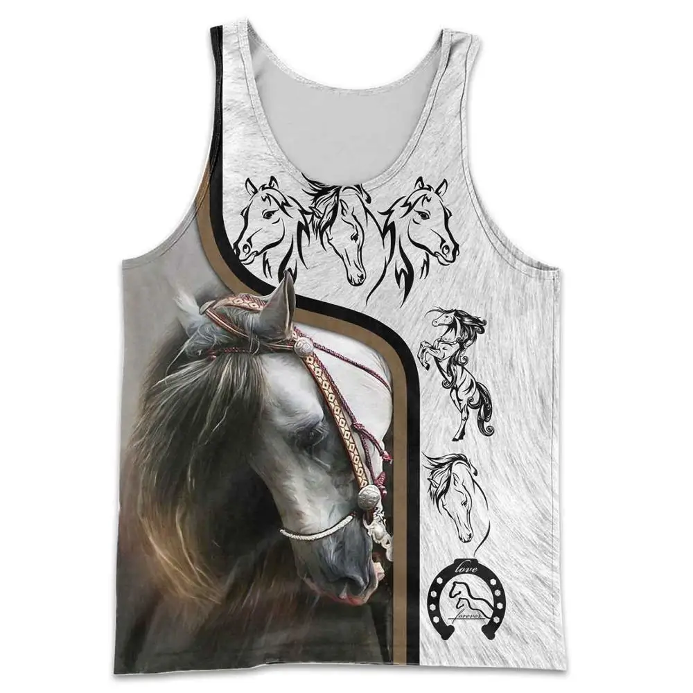 2025 summer Men vest 3D t shirt Beautiful Horse Art Printed Harajuku Sleeveless T-shirt Unisex Tank tops Wholesale