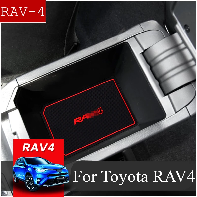 Anti-Slip Gate Slot Mat Rubber Coaster for Toyota RAV4 2016 2017 2018 Facelift XA40 RAV 4 Hybrid Accessories Car Sticker Styling