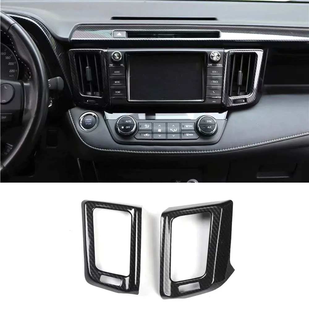 2Pcs/set Car Dashboard Central Console Air Outlet Vent Frame Cover Stickers For Toyota RAV4 2013-2019 Interior Auto Styling