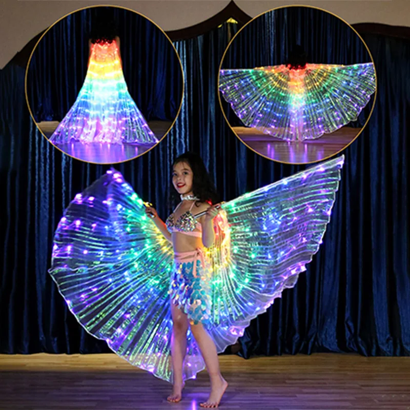 

Children Dancers LED Cloak Stage Performance Luminous Butterfly Wing Belly Dancing Carnival Party Photo Prop PI