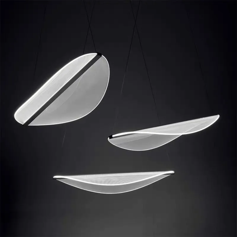 New Nordic leaf pendant light designer living room dining room light acrylic large leaf creative LED hanging lamps