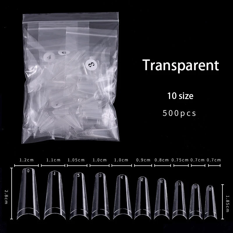 500 Stück Künstliche Nagelspitzen, Französische Natürliche Transparente Sargförmige Künstliche Nagelspitzen, Acryl-UV-Gel Nagellack Maniküre – Detail 7