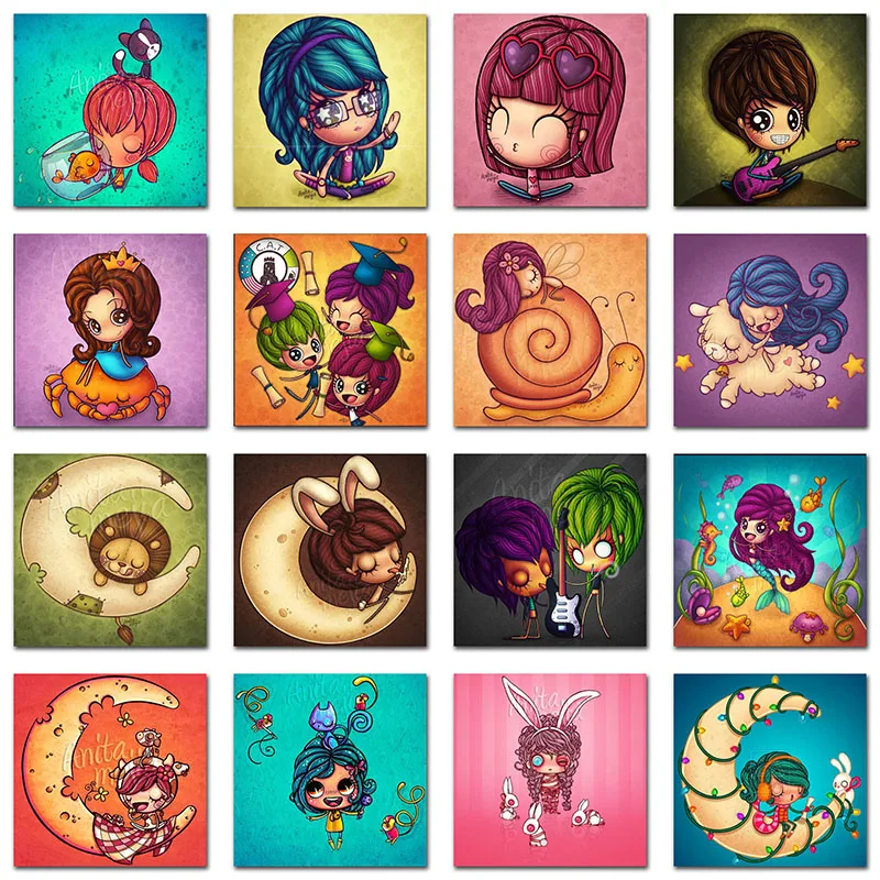 Полноразмерная и круглая Алмазная вышивка, вышивка крестиком, Алмазная мозаика, алмазная живопись 5D «сделай сам», набор для рисования алмазами, мультяшное изображение милой девушки