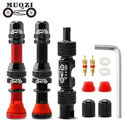 MUQZI 2PCS Bike Schrader Valve 60mm Tubeless Tire A/V Valve CNC Nipple Wheel Valve For MTB Road Bicycle Tubeless Rim Accessories