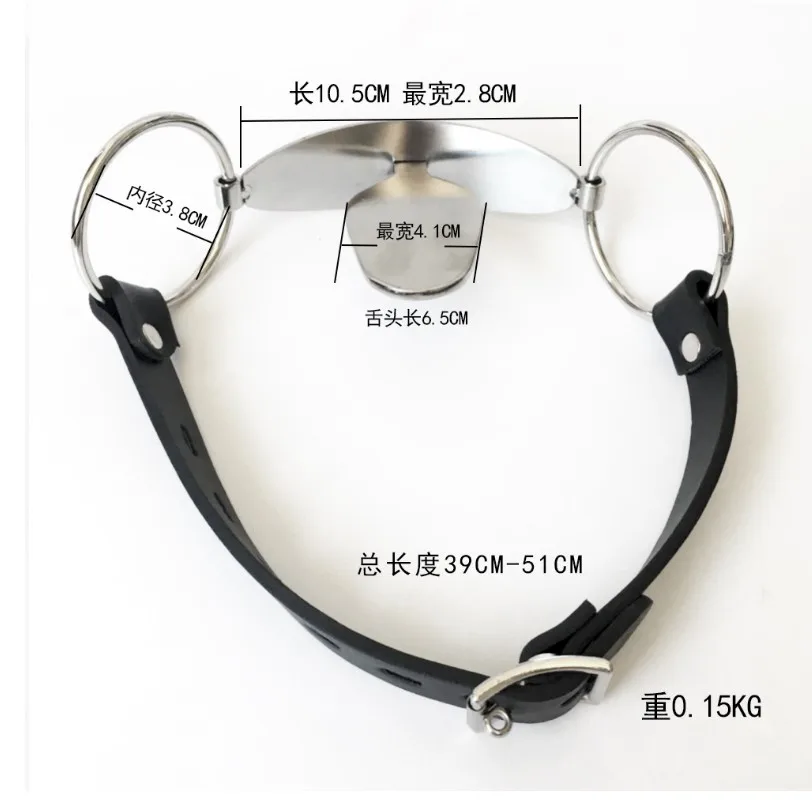 BDSM Stainless Steel Tongue Depressor Mouth Gag PU Leather Head Harness Bondage Restraints Adult Slave Fetish Coupels Sex Toys