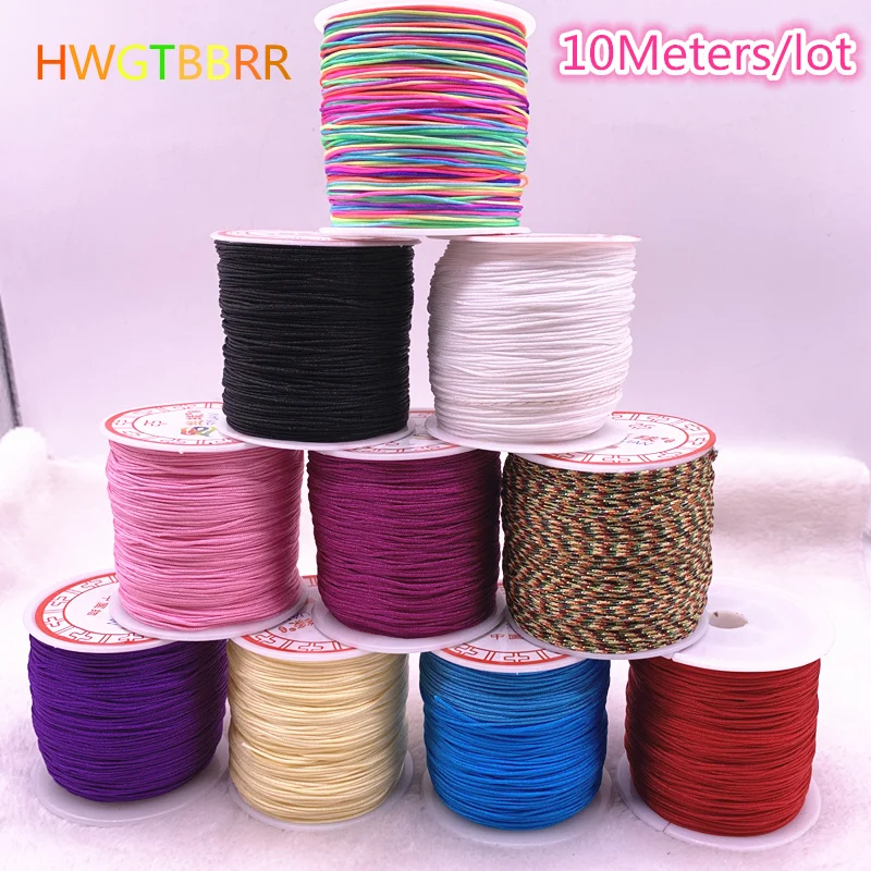 10Meters/lot 0.8/1.0mm Black Nylon Cord Thread Chinese Knot Macrame Cord Bracelet Braided String DIY Tassels Beading Thread