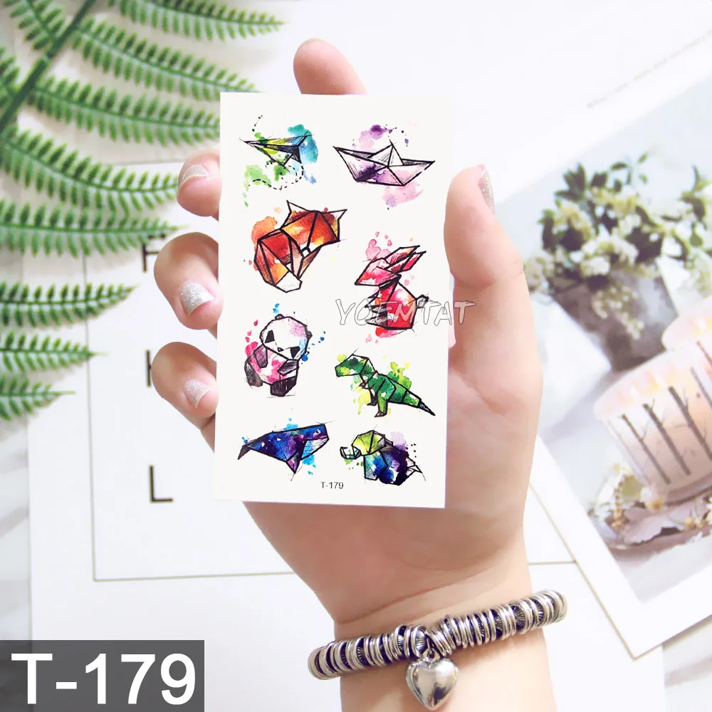 Waterproof Temporary Tattoo Sticker Cute Watercolor Cartoon Design Children Lamp Water Transfer Tatto Marine Man Girl Fake Tatoo