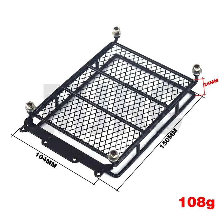 1/10 RC Car Rock Crawler Metal Roof Rack Luggage Carrier with LED Lights Bar for TAMIYA CC01 AXIAL SCX10 D90 RC Luggage Rack