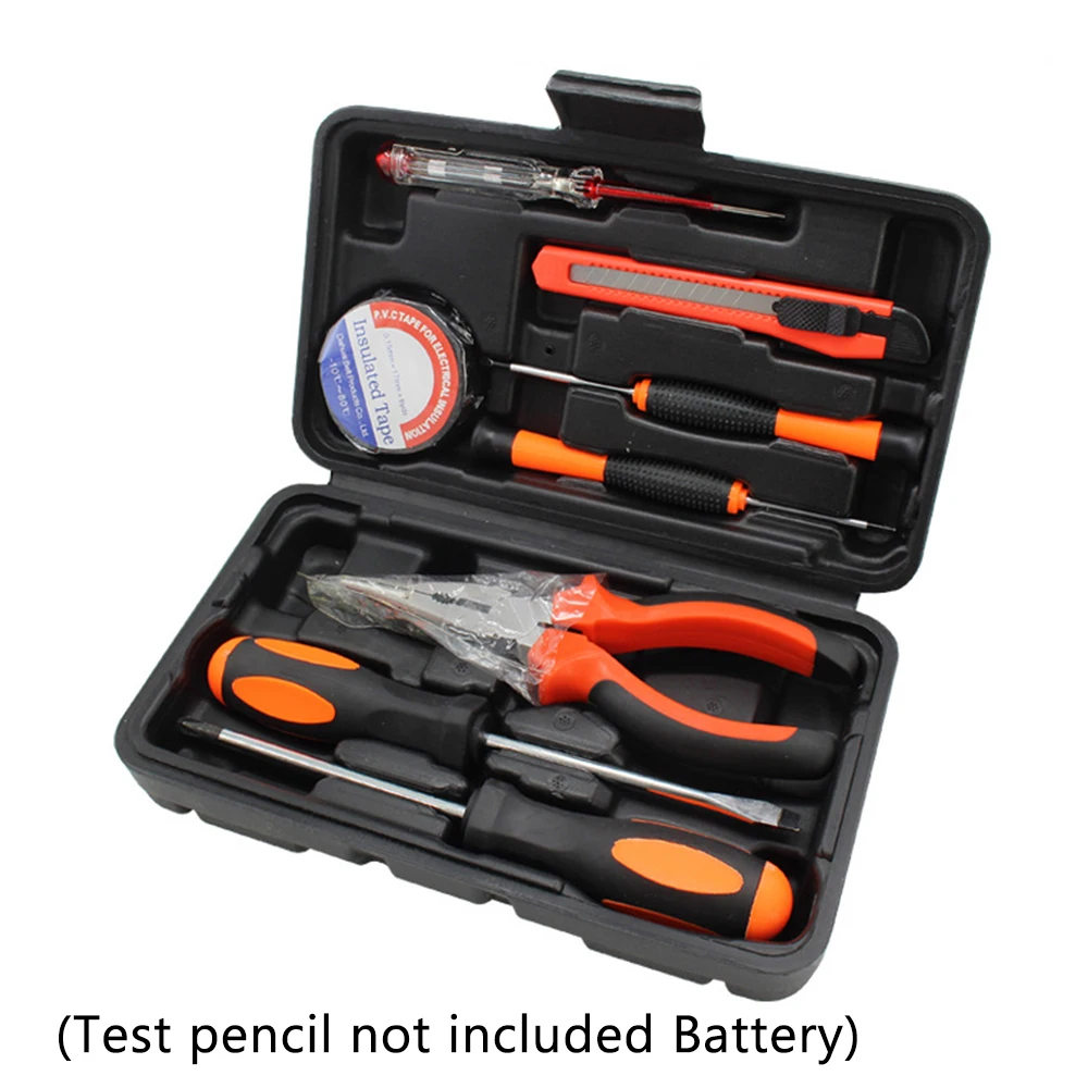 

9PCS/BOX Hand Tool Set General Household Repair Hand Tool Kit With Plastic Toolbox Wrench Screwdriver