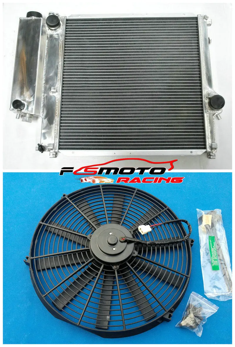 Aluminum Radiator +FAN Racing for 87-00 BWM E36 Z3 M44 M42 Manual 87 88 89 90 1991 1992 1993 1994 1995 1996 1997 1998 1999