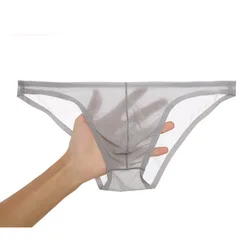 Heavywood See Through Briefs Men's Sexy Translucent Panties Erotic Briefs Seamless Underwear Thong Male Ice Silk Soft Underpants