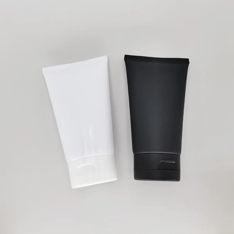 

150g X 30 Empty White Black Soft Refillable Plastic Lotion Tubes Squeeze Cosmetic Packaging Cream Tube Flip Lid Bottle Container