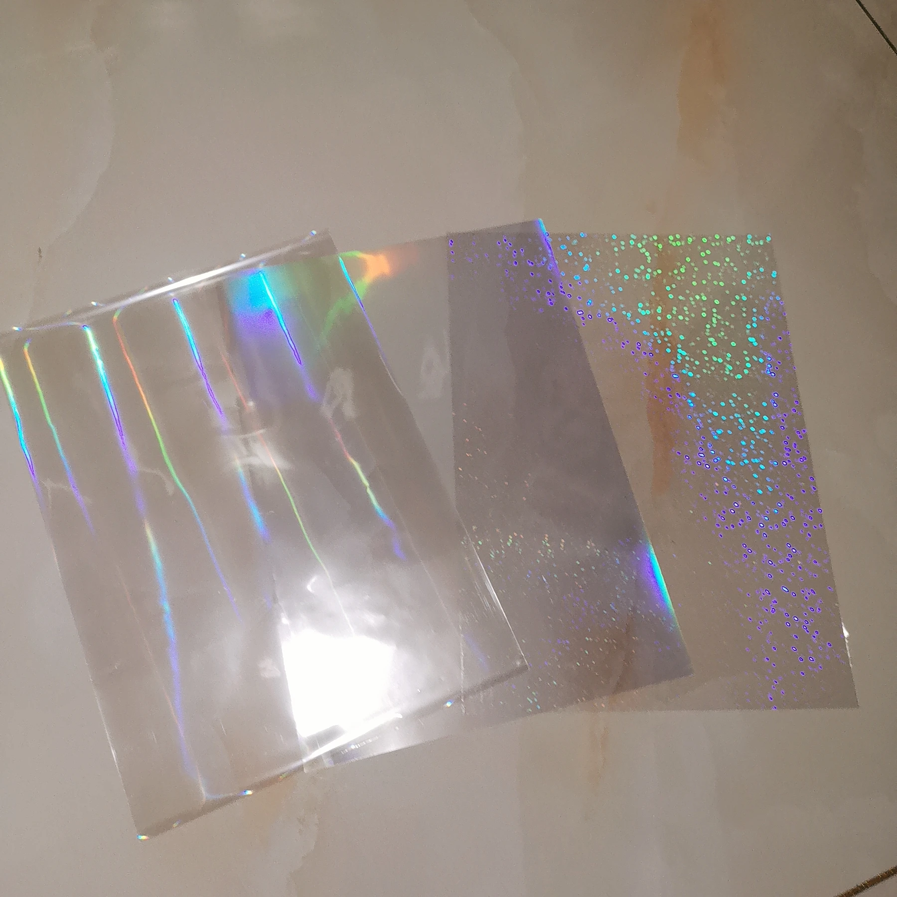 Holographic Plain Laser Transparent Cold Laminating Film On Photo DIY Card 297x210mm 50 Sheets/Bag