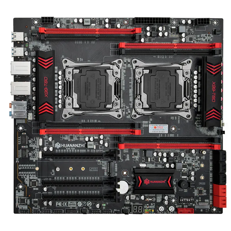 HUANANZHI X99-T8D Motherboard with 128G M.2 NVME SSD Dual CPU E5 2696 V3 36 Cores 8*16G 1866MHz RECC Memory 128G 2*CPU Cooler