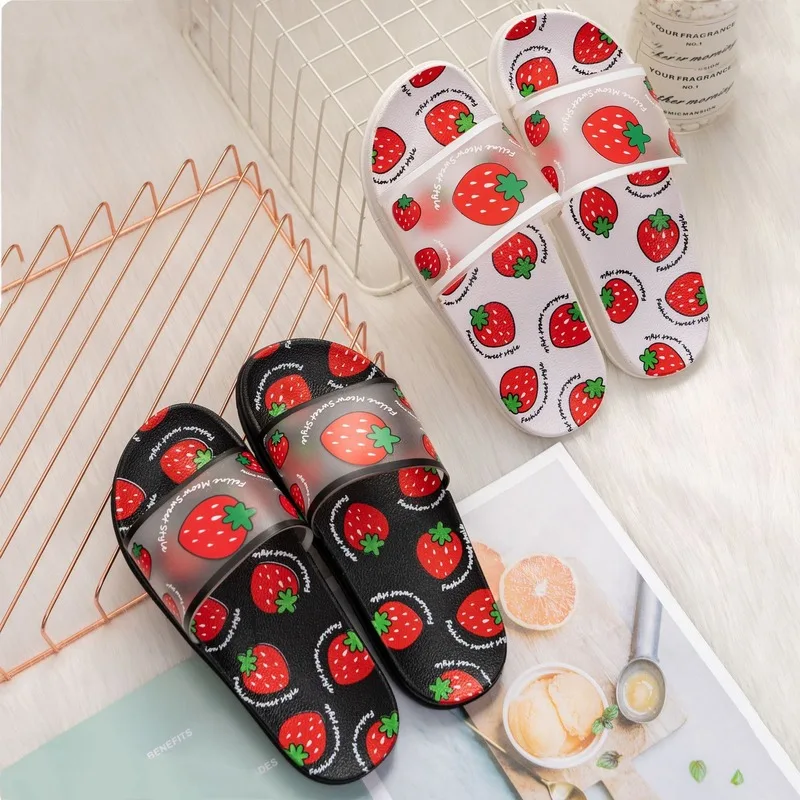 Summer Slippers Women Slides Women Shoes Cartoon Fruit Strawberry Pineapple Peach Girl Flip Flops Slide Sandals Beach Slides