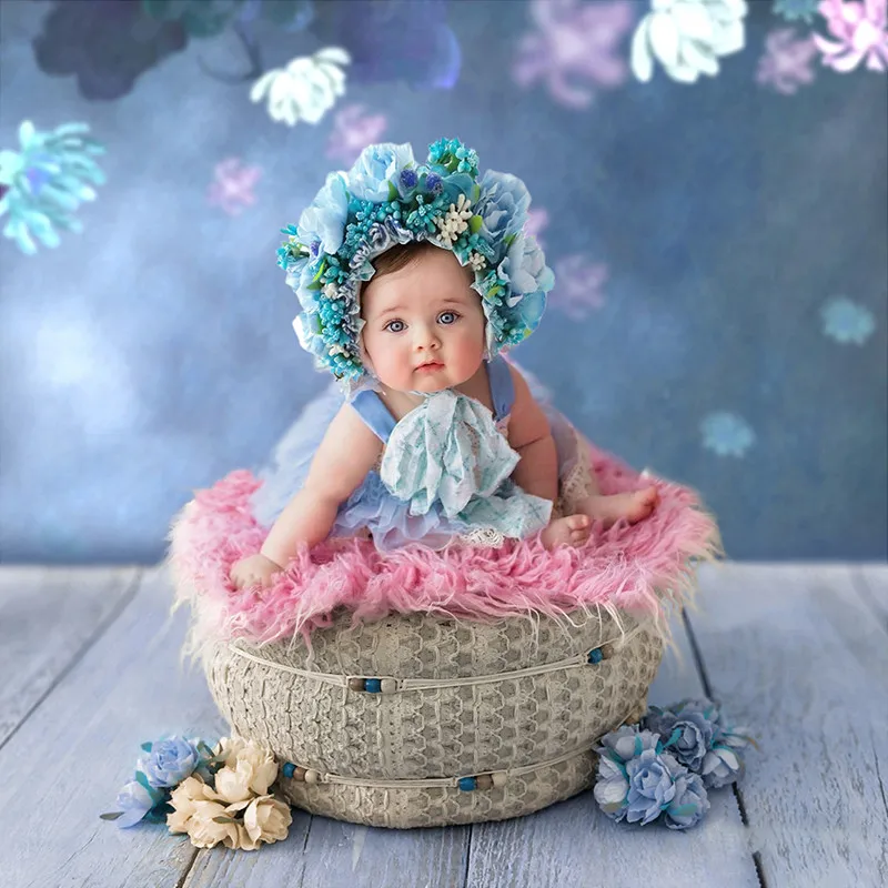 Newborn Phootgraphy Props Flower Baby Hat Baby Headwear Infant Headdress Colorful Baby Cap The Hundred Day Shoot Accessories