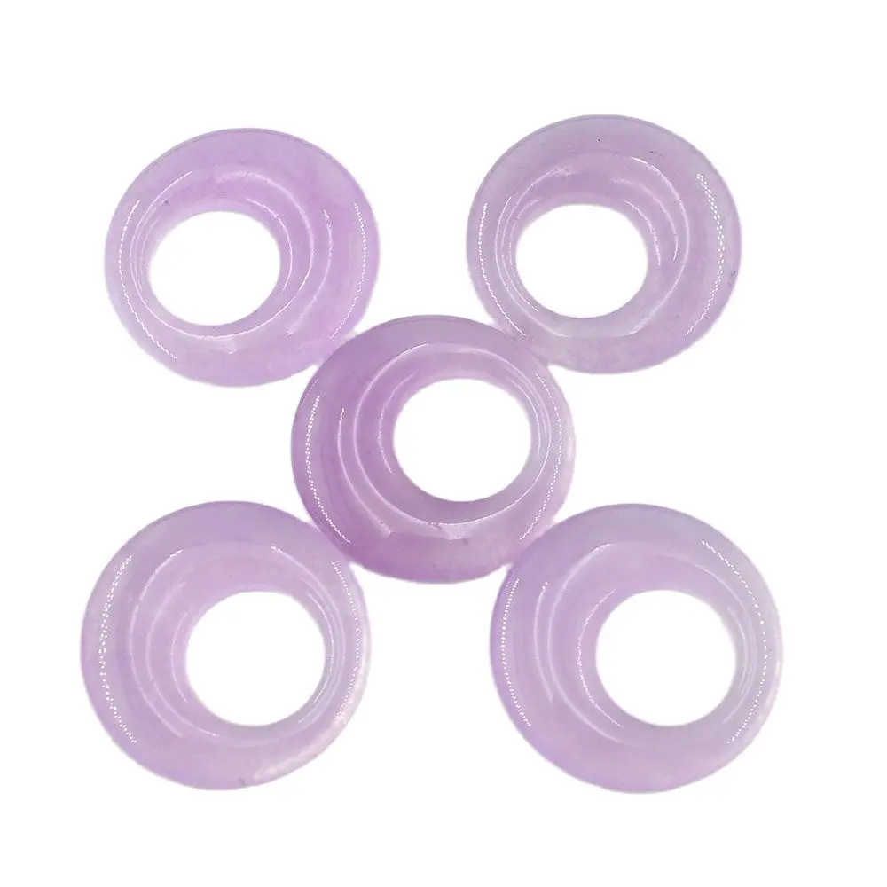 APDGG 5Pcs 30mm Lavender Lining Circle Jade Gems Stone Harmony Beads Clasp For Necklace Pendant Jewelry DIY