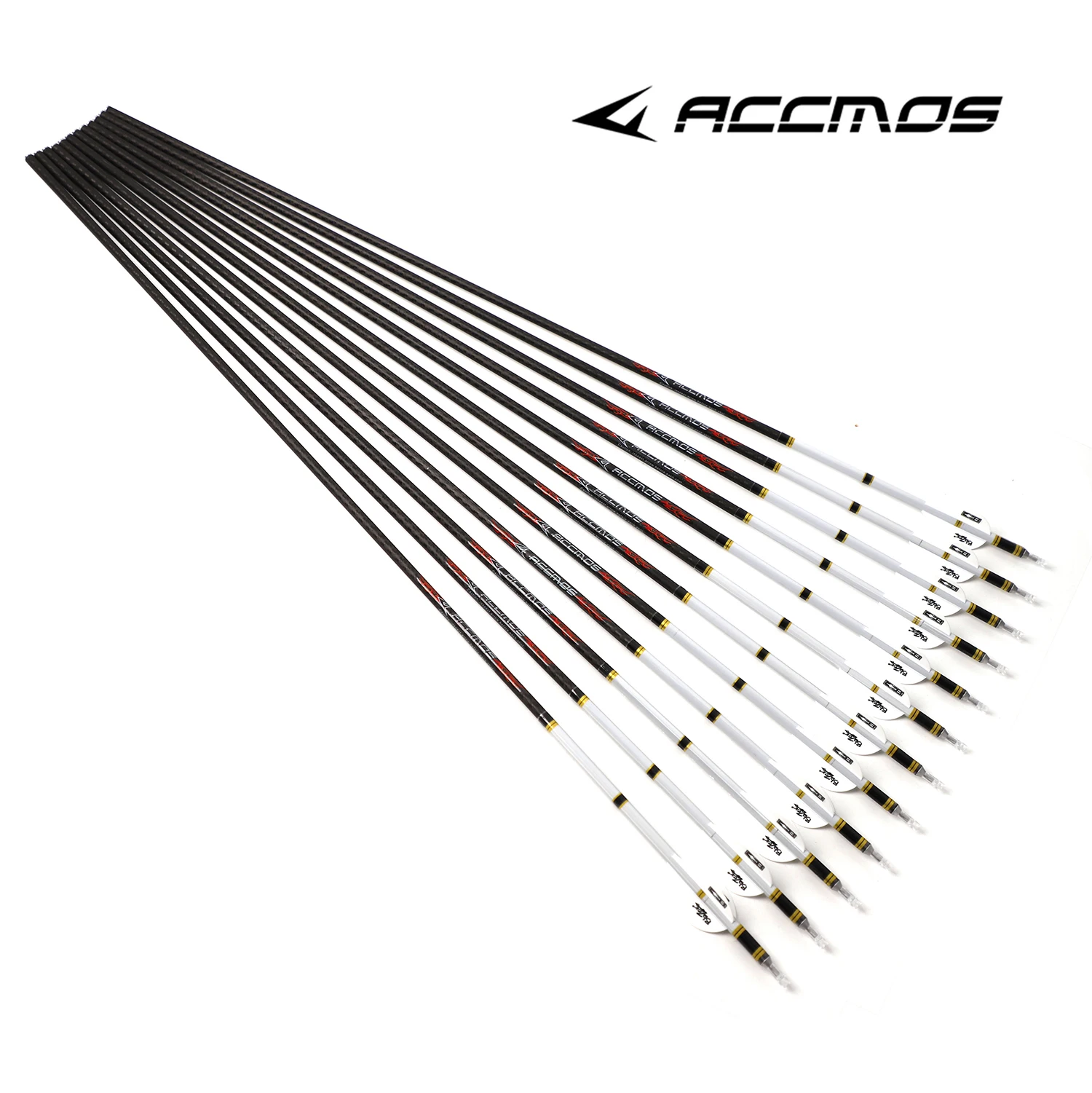 6/12pcs 3K Weave Pure Carbon Arrows Spine 200 250 300 350 500 600 with Hot Shrink Stickers for Compound Bow Hunting Shooting