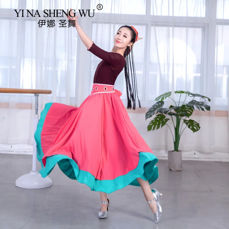 Dance Costume New Style Long Skirt Female Summer New Style Mongolian Half-length Skirt Tibetan Dance Performance Costume Skirt