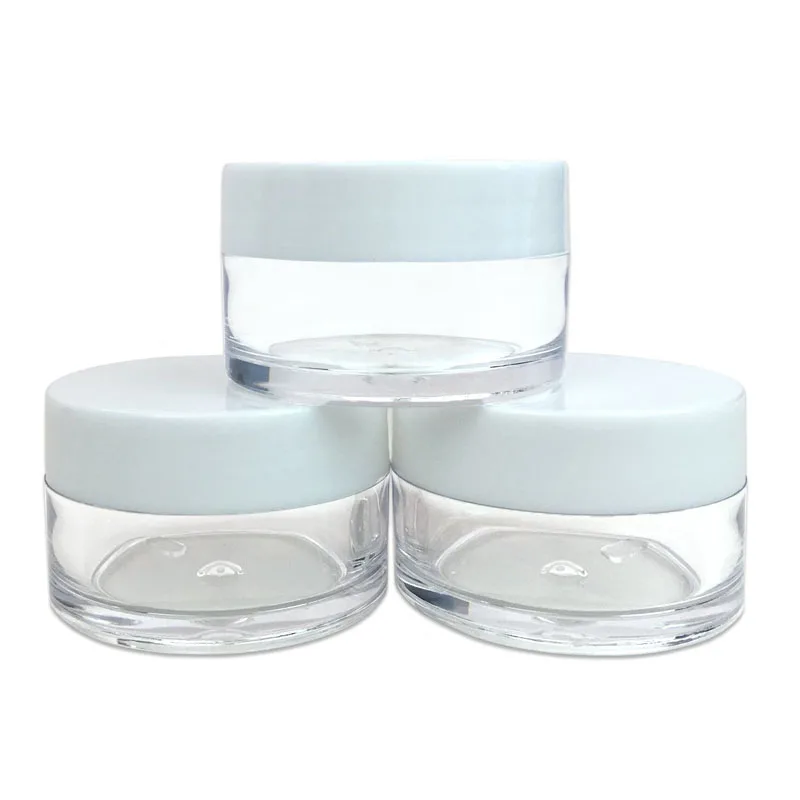 10pcs 2g 3g 5g 10g 15g 20g Plastic Cosmetic Empty Jars White Lids Clear Pots Bottles Eyeshadow Makeup Cream Lip Balm Containers