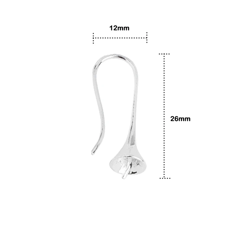 8 계절 구리 귀 와이어 후크 귀걸이 결과 꽃 실버 컬러 수제 보석 (적합 8mm 구슬) 26mm(1 \