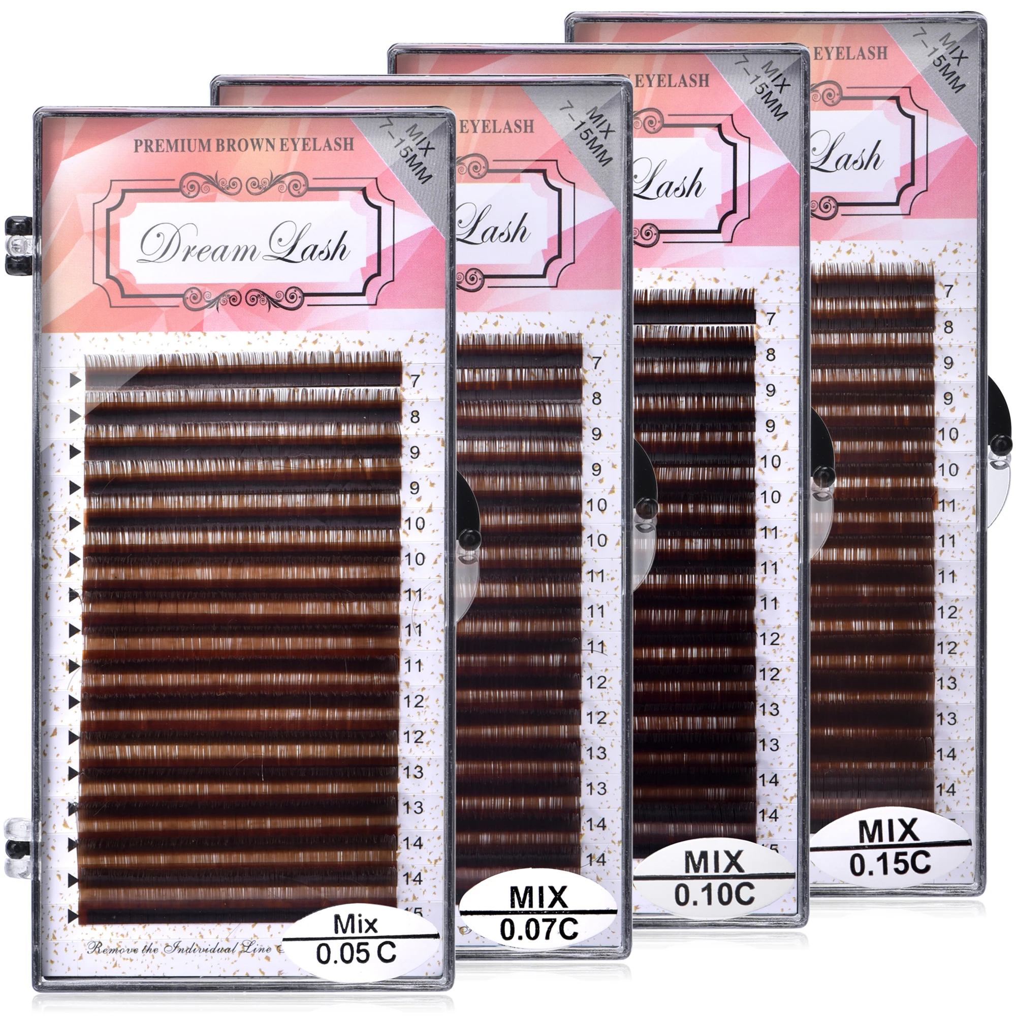 7-15mm Eyelash Extension Maquillaje Makeup Brown Color Individual Eyelash Mink Lashes Brown Color Maquiagem Cilios