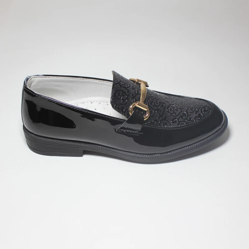 Mode Jungen Schuhe Kinder Formalen Schuh Für Party Hochzeit Schwarz Patent Leder Slip Auf Runde Zehen Leistung Kinder Oxfords 25-38