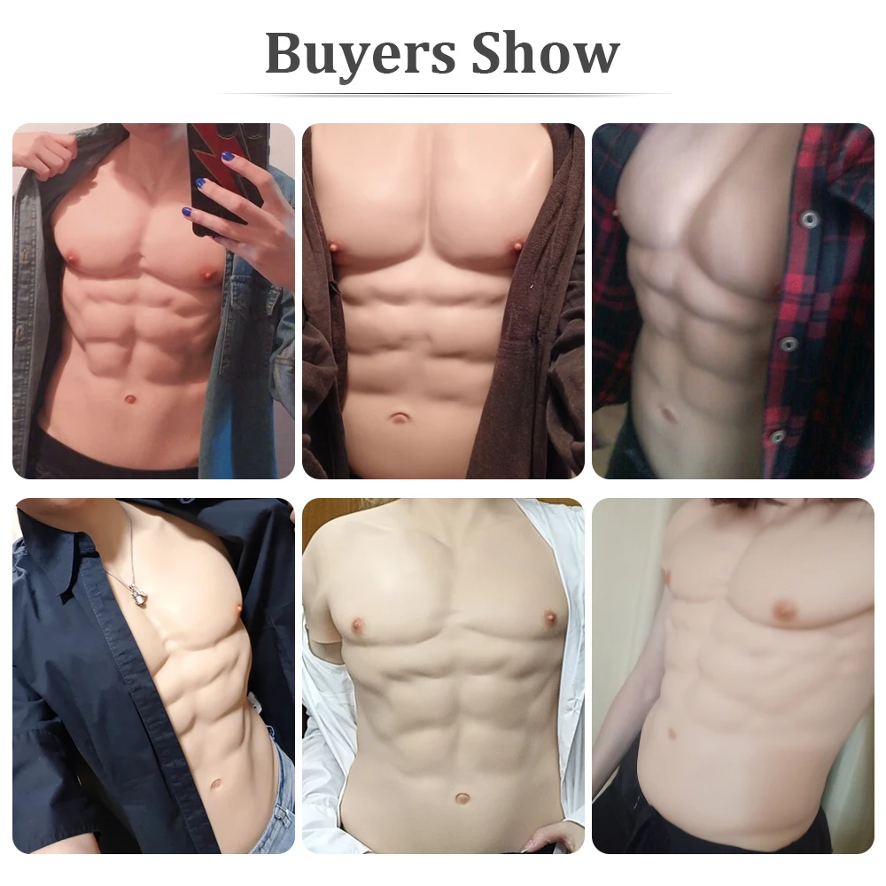 KnowU Cosplay Male Suit Fake Belly Muscle Men\'s Chest Crossdresser Macho Realistic Silicone Muscle Artificial Simulation