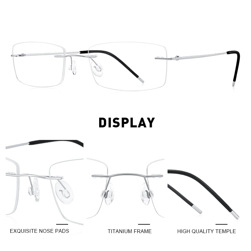 MERRYS DESIGN Men Titanium Alloy Rimless Glasses Frame Male Square Ultralight Man Frameless Myopia Optical Frames Eyewear S2227