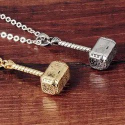 Vintage Thor Hammer Pendant Necklace for Men Stainless Steel Chain Male Jewelry Gift